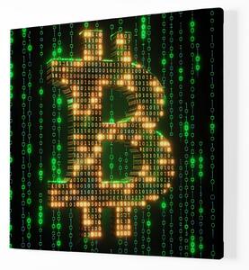 Obraz na plátně - Bitcoin Matrix FeelHappy.cz Velikost obrazu: 120 x 120 cm