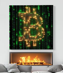 Obraz na plátně - Bitcoin Matrix FeelHappy.cz Velikost obrazu: 40 x 40 cm