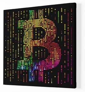 Obraz na plátně - Bitcoin barevné tečky FeelHappy.cz Velikost obrazu: 100 x 100 cm