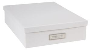 Bílý úložný box se jmenovkou na dokumenty Bigso Box of Sweden Oskar, velikost A4