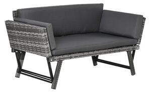 Outsunny Poly Rattan Zahradní Pohovka pro 2 Personen - Exteriérový Nábytek s Křesly a Sklopnými Opěrkami v Ocelově Šedé 129 x 63 x 67 cm | Aosom