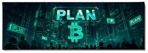 Obraz na plátně - Bitcoin Plan B city FeelHappy.cz Velikost obrazu: 210 x 70 cm