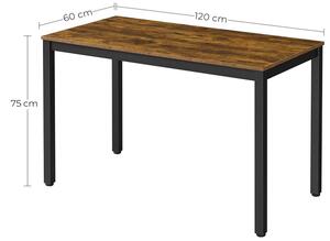 Vasagle Psací stůl LWD64X černá/hnědá, šířka 120 cm