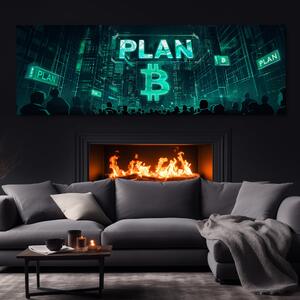 Obraz na plátně - Bitcoin Plan B city FeelHappy.cz Velikost obrazu: 90 x 30 cm