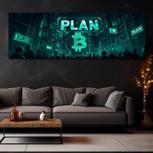 Obraz na plátně - Bitcoin Plan B city FeelHappy.cz Velikost obrazu: 90 x 30 cm
