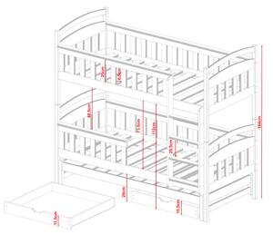 Patrová postel se šuplíky a přistýlkou HAFIA - 80x160, borovice