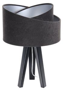 BPS koncept Stolní lampa GALAXY černá, 1xE27, v. 45 cm Barva: Stříbrná, Barva základny: Černé dřevo, Vnitřní barva: Černá