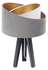 BPS koncept Stolní lampa GALAXY šedá, 1xE27, v. 45 cm Barva: Zlatá, Barva základny: Černé dřevo, Vnitřní barva: Bílá
