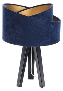 BPS koncept Stolní lampa GALAXY modrá, 1xE27, v. 45 cm Barva: Zlatá, Barva základny: Černé dřevo