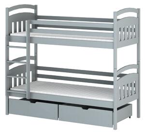 Dětská patrová postel s úložným prostorem LUCIE - 80x180, šedá