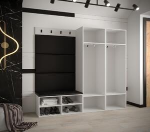 Předsíňový nábytek s čalouněnými panely HARRISON - bílý, bílé panely z ekokůže