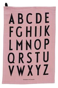 Růžová bavlněná utěrka Design Letters Alphabet, 40 x 60 cm