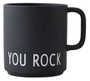 Černý porcelánový hrnek Design Letters You Rock