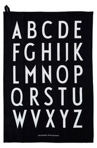 Černá bavlněná utěrka Design Letters Alphabet, 40 x 60 cm