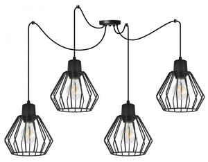 Light for home - Závěsné svítidlo na nastavitelných kabelech SPIDER NUVOLA 2502-4, 4x60W, E27, Černá