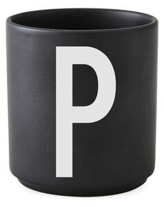 Černý porcelánový hrnek Design Letters Alphabet P, 250 ml