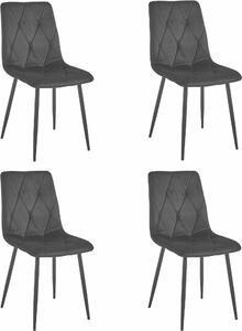 Židle Valora LIBRA Černý samet Černé nohy x4 | 4 moderní černé židle s jednotným designem