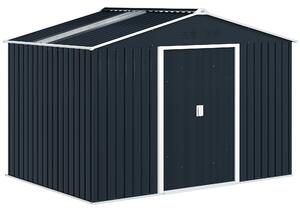 Skl storage shed Outsunny 4,9 m², zahradní kůlna s pultovou střechou, posuvné dveře, základna, 277 x 195 x 192 cm, kůlna na nářadí z pozinkované oceli