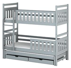 Patrová postel se šuplíky a přistýlkou MICHAELA - 80x180, šedá