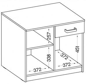Psací stůl se skříňkou MABAKA 1 - šedý / dub artisan