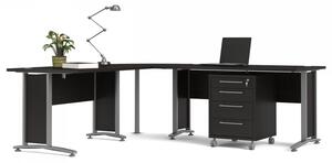 Rohový kancelářský stůl s kontejnerem Prima 80400/304 černý - TVI