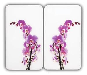 Sada 2 skleněných krytů na sporák Wenko Orchid, 52 x 30 cm