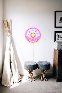 Růžová nástěnná svíticí dekorace Candy Shock Donut, ø 40 cm
