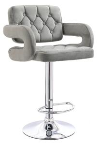 LuxuryForm Barová židle ADRIA VELUR na stříbrném talíři - šedá