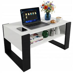 Konferenční stolek Perfektciecie obdélníkový 92 x 53,6 x 45 cm bílý, černý