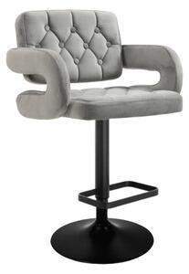 LuxuryForm Barová židle ADRIA VELUR na černém talíři - šedá