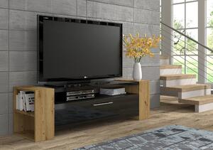 BIM Televizní stolek LIVIA 160 dub artisan, černý lesk