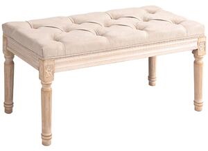 HOMCOM Čalouněná lavička s vintage vzhledem, lavička u postele, předsíňová lavička s knoflíky, vzhled lnu, nosnost až 120 kg, 80x40x43cm, béžová | Aos