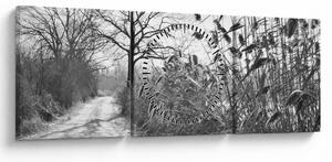 Obraz - Pole v zimě (s hodinami) (90x30 cm)