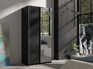 Šatní skříň se zrcadlem 100 cm JIAN - černá