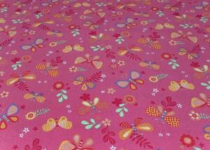 Breno Metrážový koberec PAPILLON 66, šíře role 400 cm, Růžová, Vícebarevné