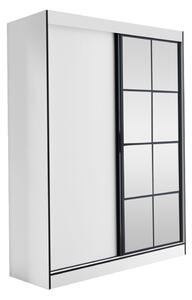 Šatní skříň se zrcadlem 150 cm HONG 2 - bílá / černá