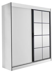 Šatní skříň se zrcadlem 180 cm HONG 2 - bílá / černá