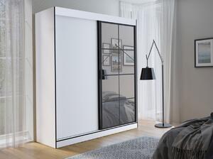 Šatní skříň se zrcadlem 180 cm HONG 2 - bílá / černá