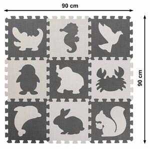 KIK Kontrastní pěnové puzzle 85 cm x 85 cm, 9 ks černá, krémová
