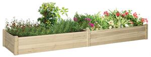 Outsunny Záhon, Zahradní Box s 2 Oblastmi pro Výsadbu, Zeleninový Záhon na Zeleninu a Bylinky do Zahrady, Terasy a Balkonu, Dřevo, Přírodní, 244 x 61