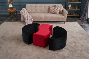 Atelier del Sofa Taburet Alya Puf - Black, Red, Černá, Červená