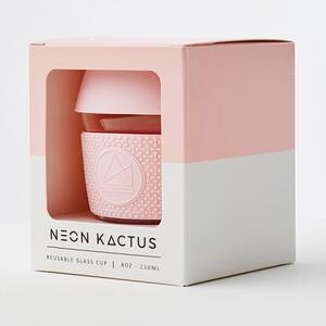 Skleněný hrnek na kávu, 230ml, Neon Kactus, růžový