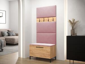 Nábytek do předsíně s čalouněnými panely ANDORA 3 - dub zlatý / růžový