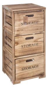 Zásuvková skříň, mobilní úložný stojan, dřevěná skříň se 3 zásuvkami