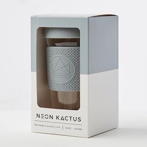 Skleněný hrnek na kávu, 450ml, Neon Kactus, šedý