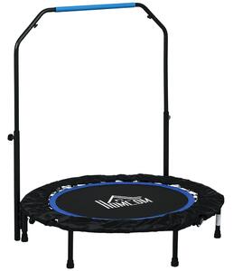 HOMCOM 102 cm Fitness Trampolína, Skládací Mini Trampolína s Čtyřnásobně Nastavitelným Řídítkem, Fitness Rebounder pro Dospělé, do 100 kg, Černá+Modrá