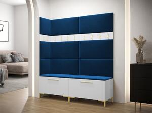 Předsíňová stěna s čalouněnými panely ANDORA 6 - bílá / modrá