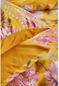 Okrové povlečení na dvoulůžko z bavlněného saténu Bonami Selection Blossom, 160 x 200 cm