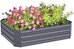 Vyvýšený záhon Outsunny z oceli, studený rám pro pěstování, zahradní květinový box, stohovatelný, pěstební záhon na zeleninu 120x90x30cm pro zahradu a