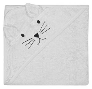 Šedý bavlněný dětský ručník s kapucí Kindsgut Cat